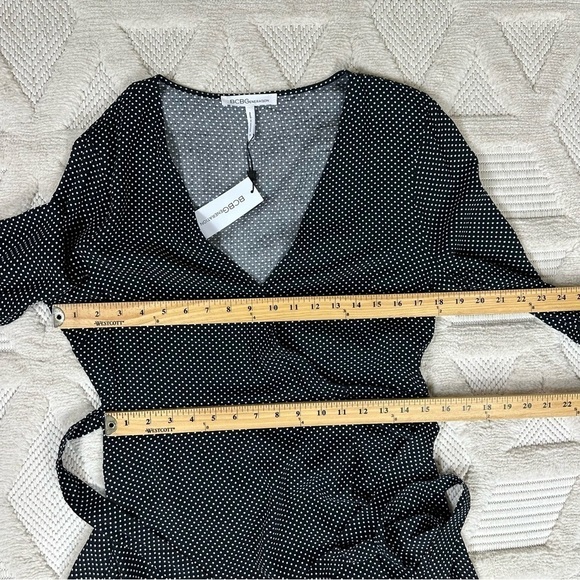 BCBGeneration Dress Sz M Wrap  Black Polka Dot NWT - Picture 11 of 15